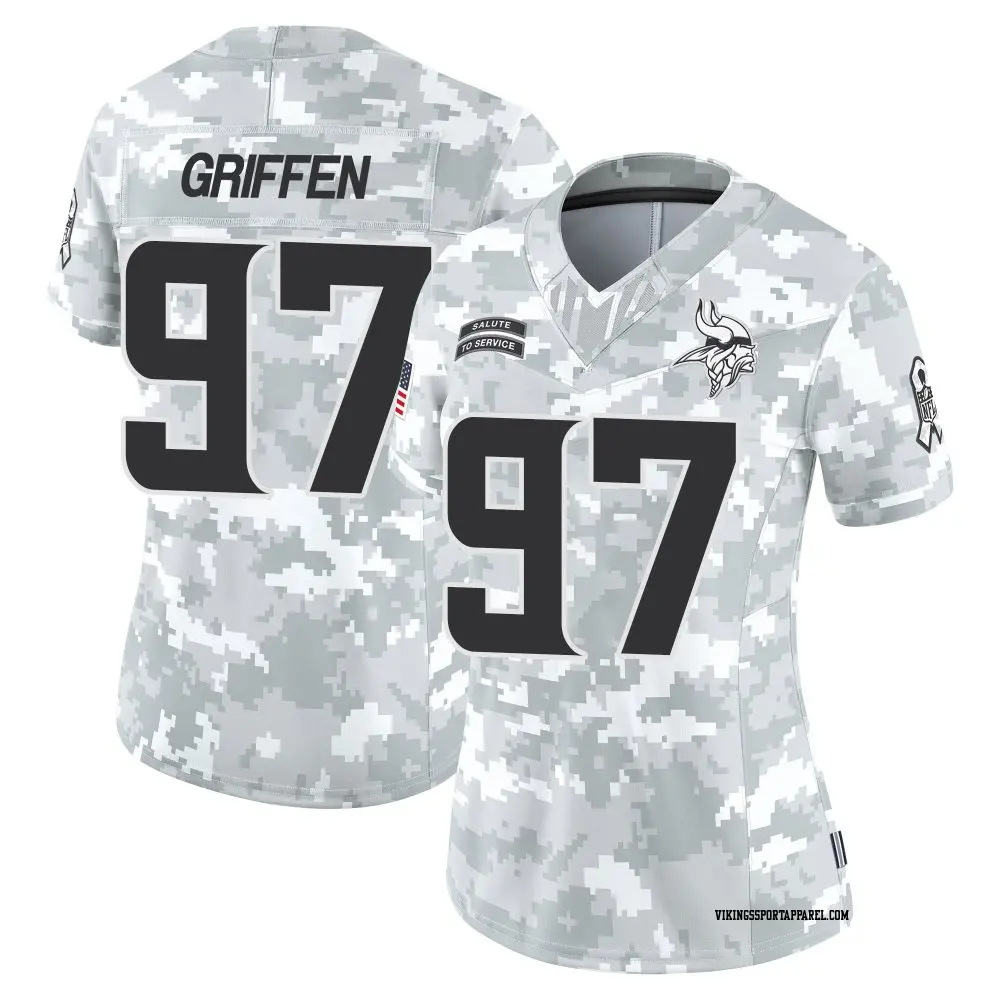 Limited Arctic Camo Women's Everson Griffen Minnesota Vikings 2024 Salute to Service Jersey
