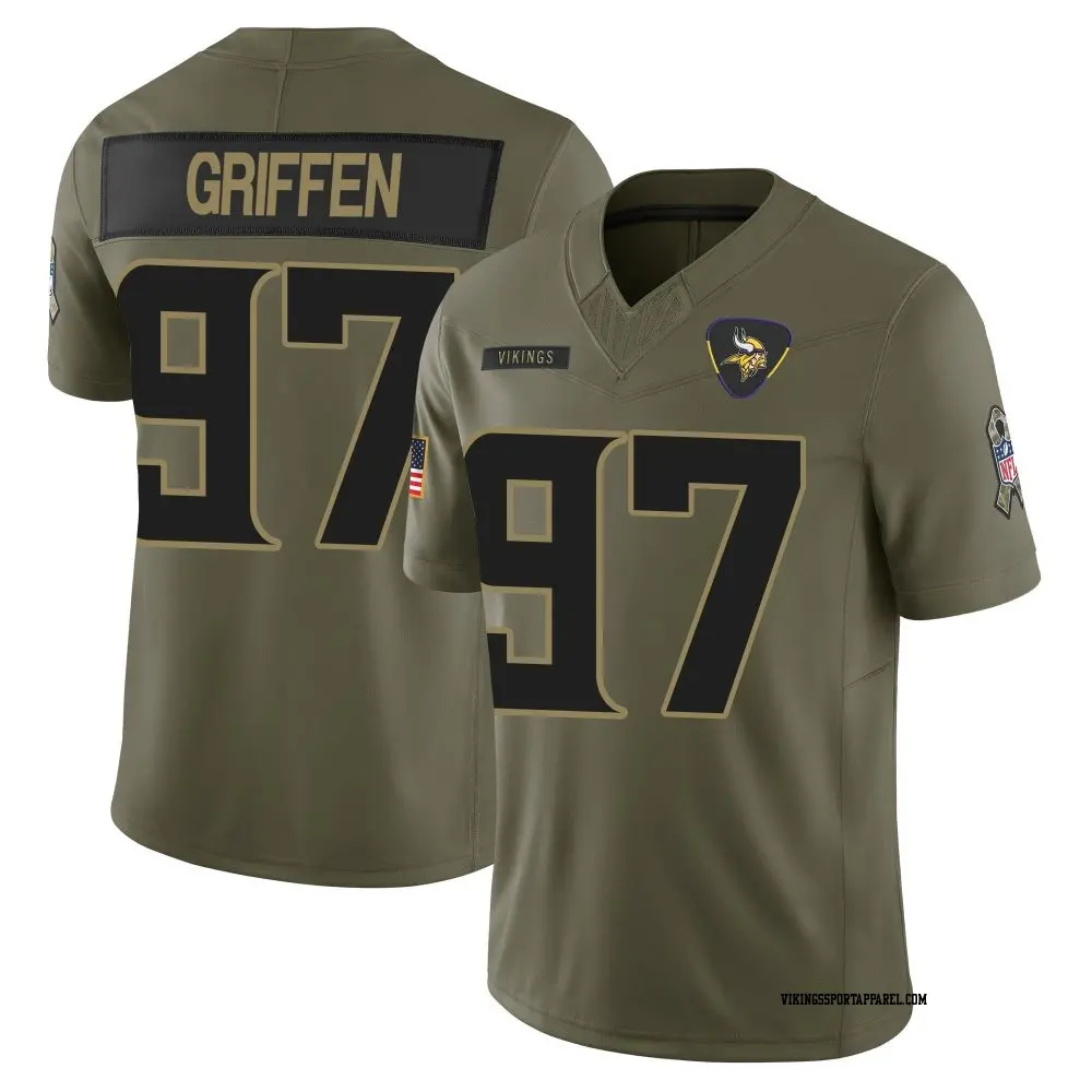 Limited Olive Men's Everson Griffen Minnesota Vikings 2025 Salute to Service Jersey