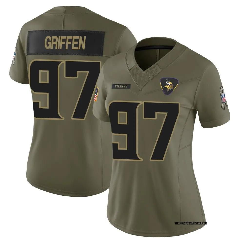 Limited Olive Women's Everson Griffen Minnesota Vikings 2025 Salute to Service Jersey
